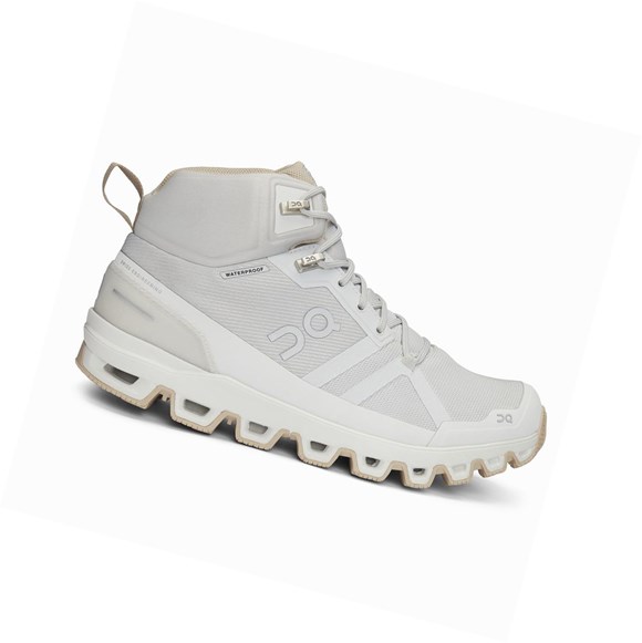 Beige Women's On Cloudrock Waterproof Hiking Shoes | 07496-RUSQ