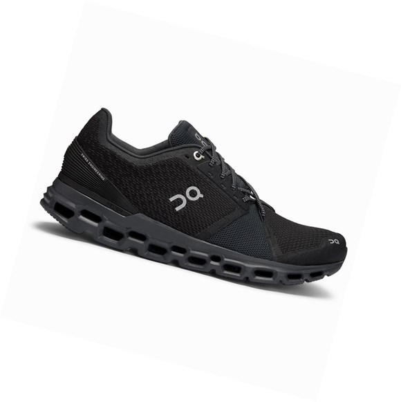 Black / Grey Men's On Cloudstratus Road Running Shoes | 43269-KACI