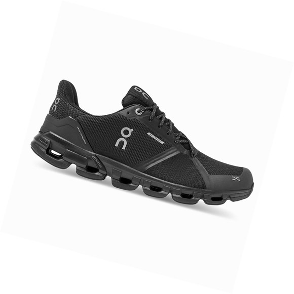 Black Men's On Cloudflyer Waterproof Road Running Shoes | 79321-SXVH