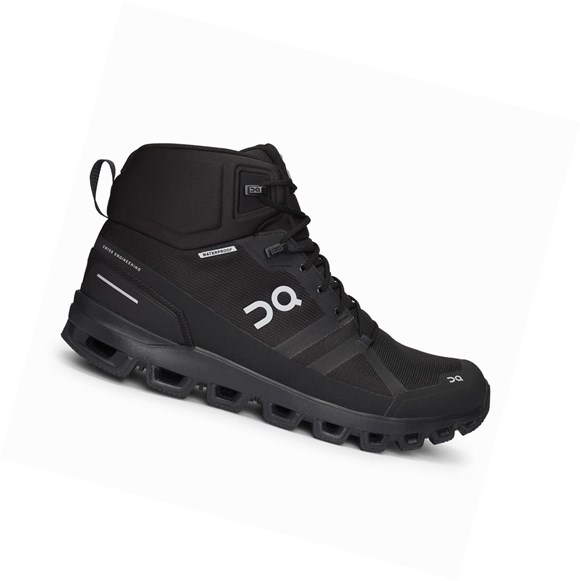 Black Men's On Cloudrock Waterproof Hiking Shoes | 29764-EHJT