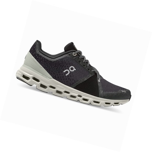 Black Men's On Cloudstratus Road Running Shoes | 72519-ATJQ