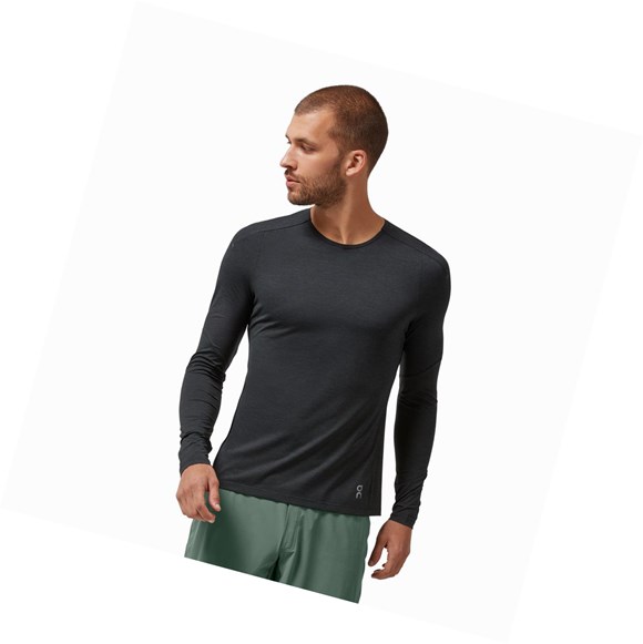 Black Men's On Performance Long-T T Shirts | 76342-DQMJ