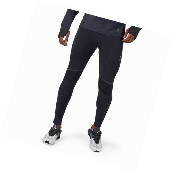 Black Men's On Tights Long Pants Running Tights | 48709-DETF