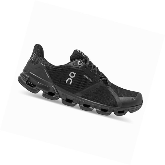 Black Women's On Cloudflyer Waterproof Road Running Shoes | 76583-FYKS