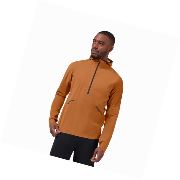 Brown Men's On Waterproof Anorak Jackets | 48153-STOL