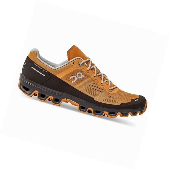 Brown / Yellow Men's On Cloudventure Trail Running Shoes | 30987-WFZP
