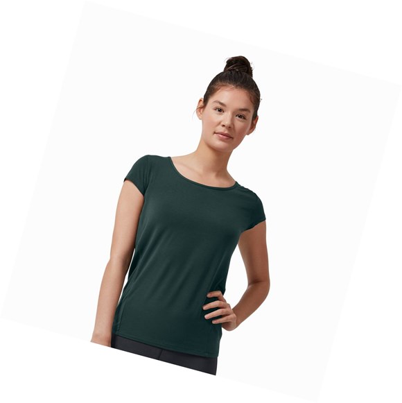 Dark Green Women's On Active-T Breathe T Shirts | 59836-YTOC