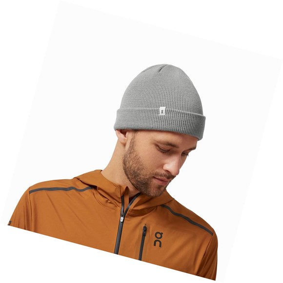 Grey Men's On Merino Beanie Hats | 40258-LWSH