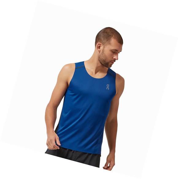 Indigo / Black Men's On Tank-T Tanks | 48931-SGZB