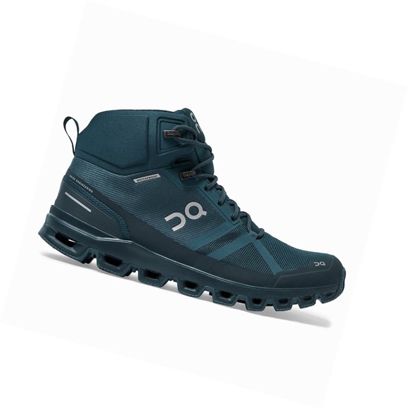 Navy Men's On Cloudrock Waterproof Hiking Shoes | 08243-QZCG