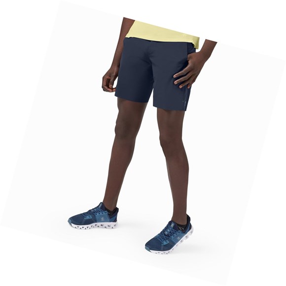 Navy Men's On Hybrid Running Shorts | 64197-VFQJ