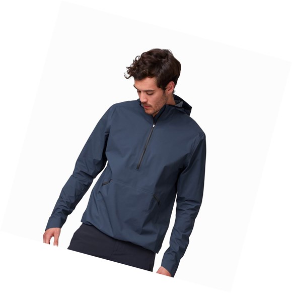 Navy Men's On Waterproof Anorak Jackets | 64590-BFSM