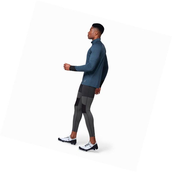 Navy Men's On Weather Running Shirts | 09368-IXMF