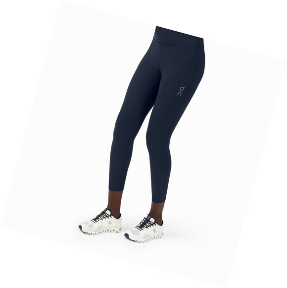 Navy Women's On Active Running Tights | 38159-MXAQ