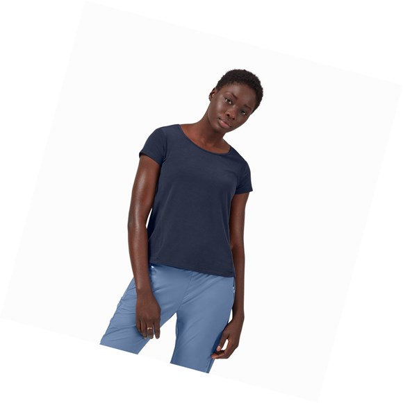 Navy Women's On Active-T Breathe T Shirts | 51982-SYLV