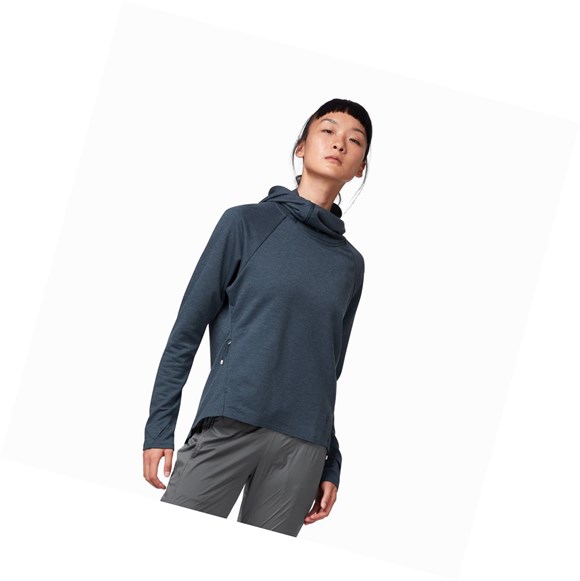 Navy Women's On Athletic & Running Hoodie | 02341-DVQZ