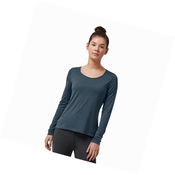 Navy Women's On Performance Long-T T Shirts | 13724-JNUP