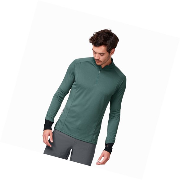 Olive Men's On Weather Running Shirts | 10635-GBQY