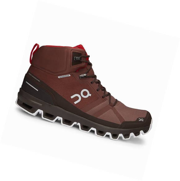 Red Men's On Cloudrock Waterproof Hiking Shoes | 59128-YXDP
