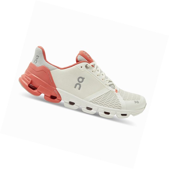 White / Coral Women's On Cloudflyer Road Running Shoes | 46289-DQIC